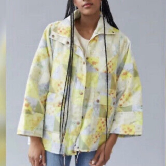 Urban Outfitters Patchwork Oversized Relaxed Boho Kimono Sleeves Jacket Sz S - Picture 1 of 10